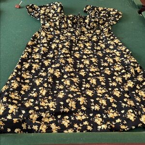 SHEIN Black and Yellow Floral Long Sleeve Dress